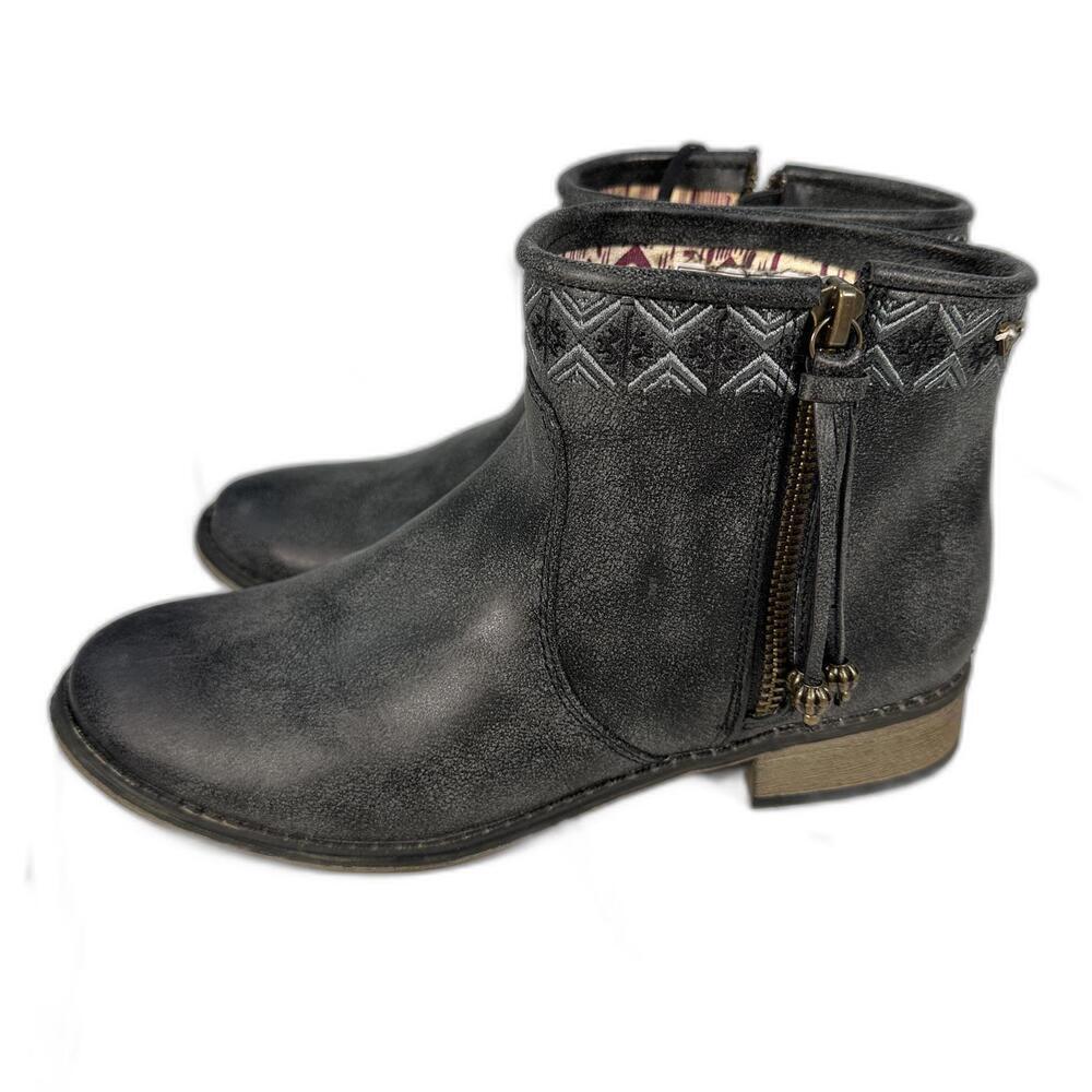 ROXY Sita Gray‎ Zip Up Ankle Boot 6